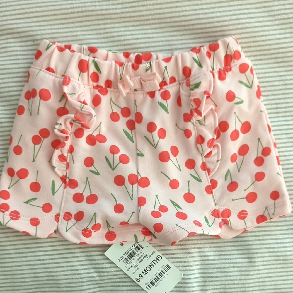 First Impressions Pink Cherry Print Shorts